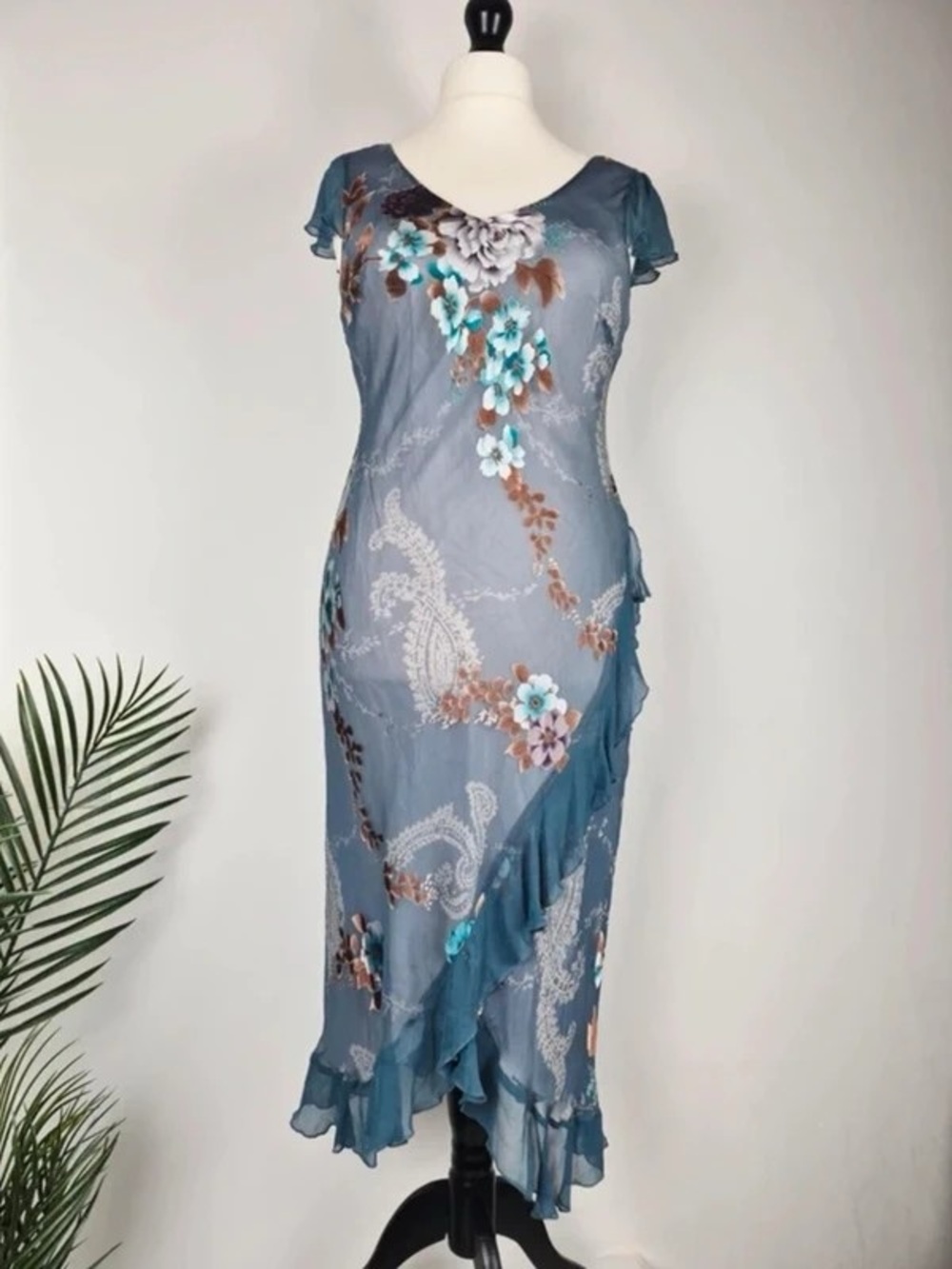Teal Floral Ruffle Maxi Dress - Women's Elegant Summer Dress